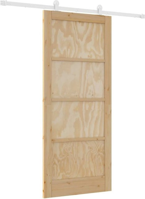 vidaXL Schiebetür modern in Natur und Weiß aus Holz und Stahl, Breite: 86 cm, Höhe: 198,5 cm - Bild 1