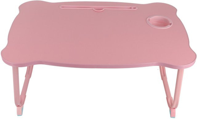 Tragbarer Klapptisch Aimo als Laptop-Schreibtisch und Frühstückstablett in Rosa mit Bär-Design, B/T/H: 60 x 40 x 28 cm - Bild 1