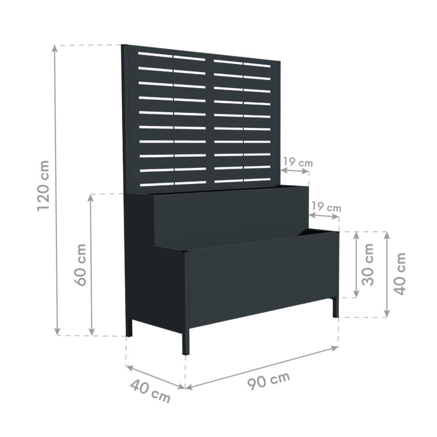 Westmann Stufenhochbeet Dekora 5 mit Rankgitter in Anthrazit, Metall in Lattenoptik, B: 120 cm, T: 40 cm, H: 40 cm - Bild 4