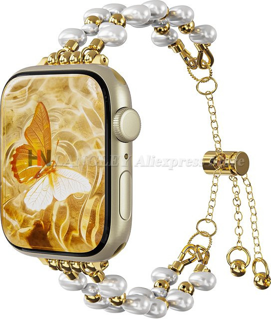 langley Uhrenarmband Edelstahl, Perle, Gold, Damen - Bild 1