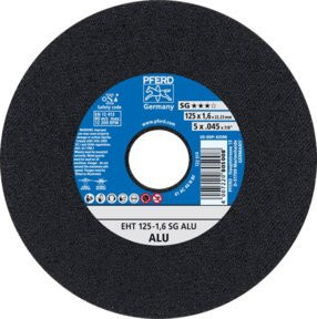 PFERD Trennscheibe EHT SG ALU Leistungslinie für Aluminium, Durchmesser: 125 mm, Breite: 1,6 mm, Bohrung: 22,23 mm, Farbe: Schwarz - Bild 1