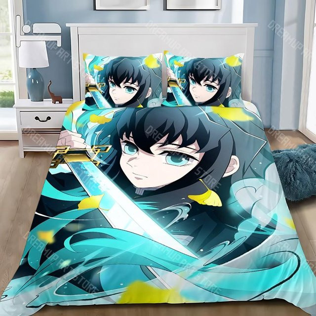 Bettwäscheset Demon Slayer Muichiro Tokito mit Bettbezug und Kissenbezug, Blau, B/H: 245 x 210 cm - Bild 1