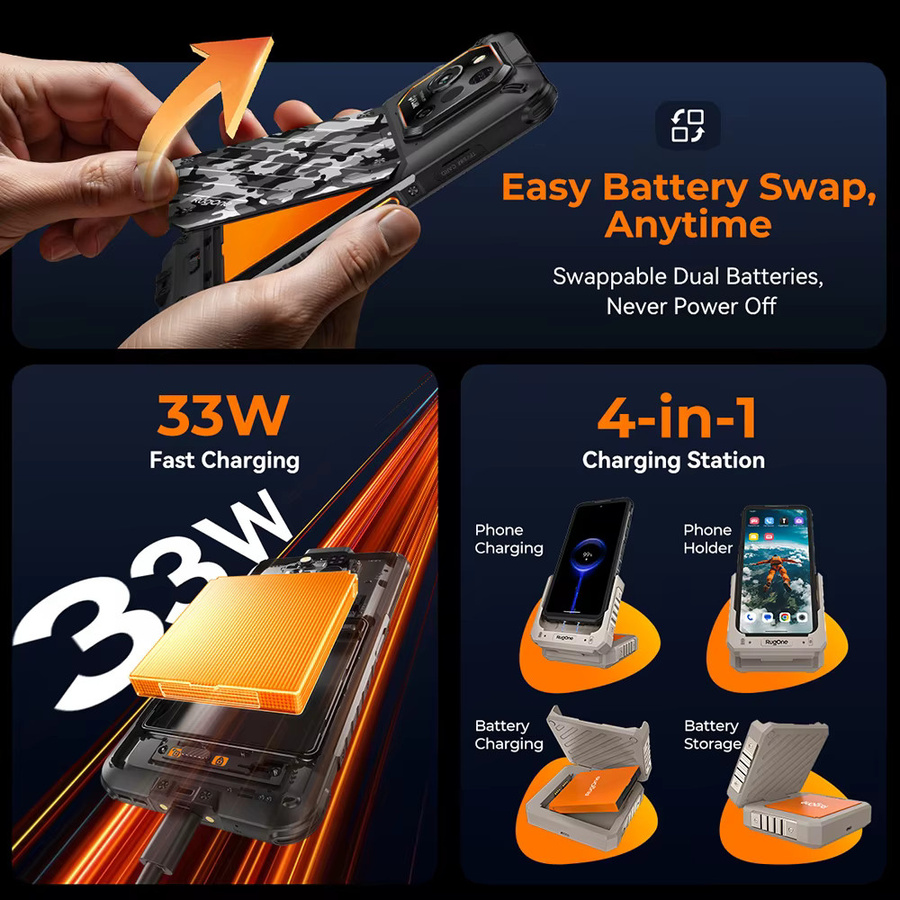 Ulefone RugOne Xever 7 Pro 5G Robustes Smartphone mit Wärmebildgebung, Android 15, 512 GB ROM, 12 GB RAM, 6,67 Zoll 120 Hz AMOLED, NFC, 5500 mAh und 64 MP Nachtsichtkamera, Schwarz - Bild 2