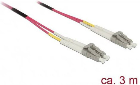 Delock 84642 Glasfaser LWL Anschlusskabel Multimode OM4 Violett, Länge: 3,00 m, 1x LC-Stecker auf 1x LC-Stecker, 50/125 µm - Bild 1