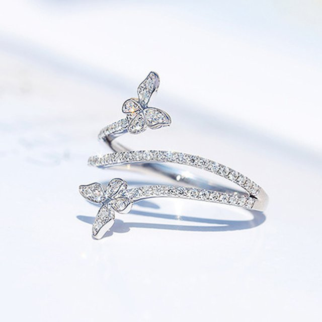 Huitan Ringe Schmetterling, Silber, Zirkonia, Damen - Bild 1