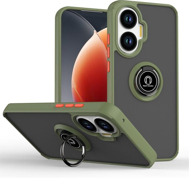 Armor Matt Schutzhülle für Xiaomi Poco F7 mit magnetischem Ring-Ständer in Grün - Bild 1