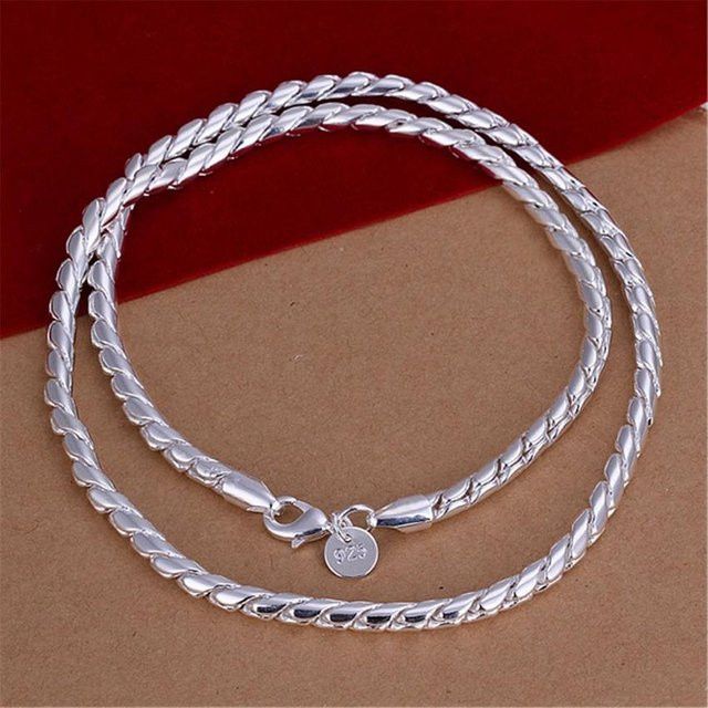Wucifang Jewelry Halskette 925 Silber, Twisted Seil, 4 mm, Unisex - Bild 1