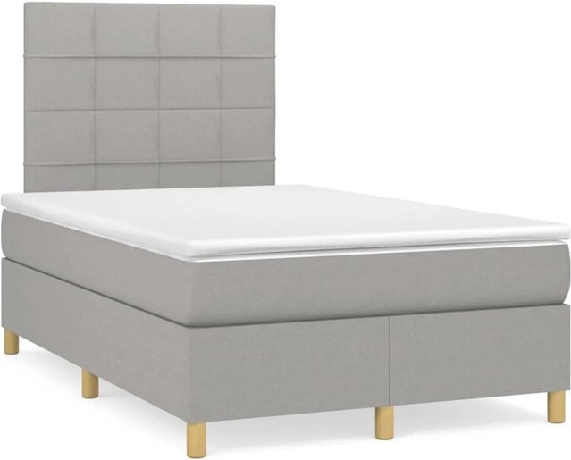 vidaXL Boxspringbett mit Matratze und Taschenfederkern in Hellgrau, B/T: 120 x 200 cm - Bild 1