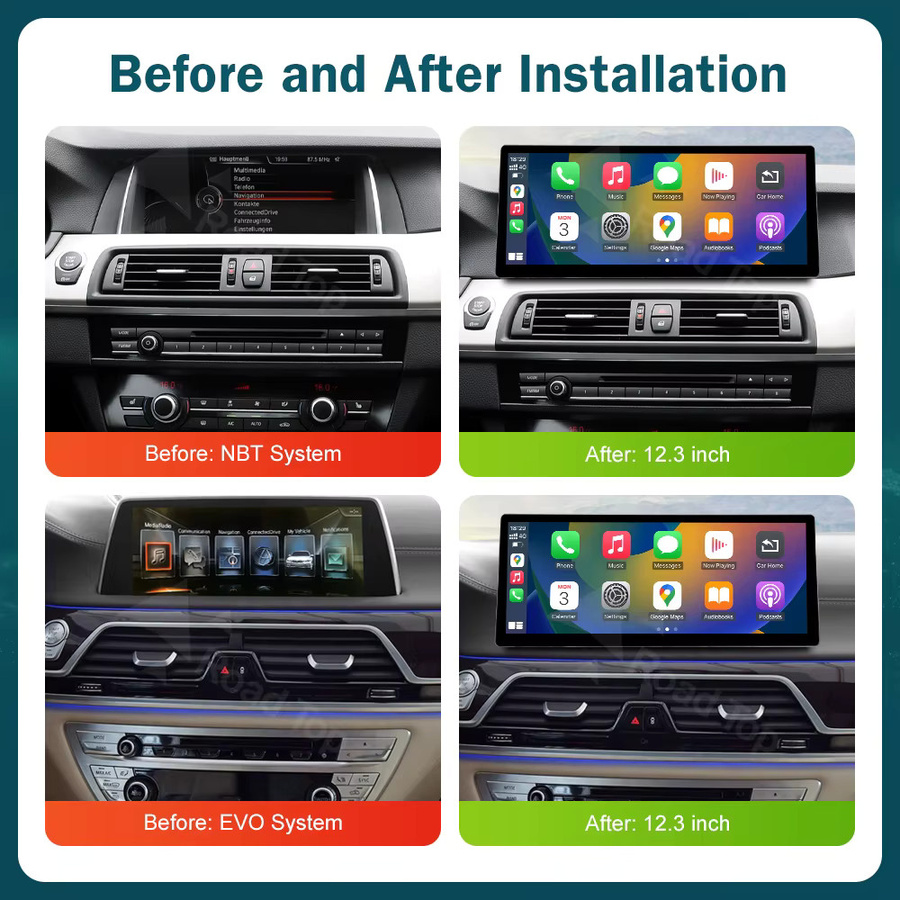 RoadTop Kabelloses CarPlay Multimedia-Radio für BMW 5er Serie F10 F11 G30 (2011-2023) mit 12,3 Zoll Linux-Bildschirm in Schwarz - Bild 4