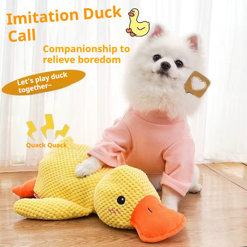 DUTRIEUX Enten-Hundespielzeug, Plüsch-Kauspielzeug, quietschend, bissfest - Bild 3