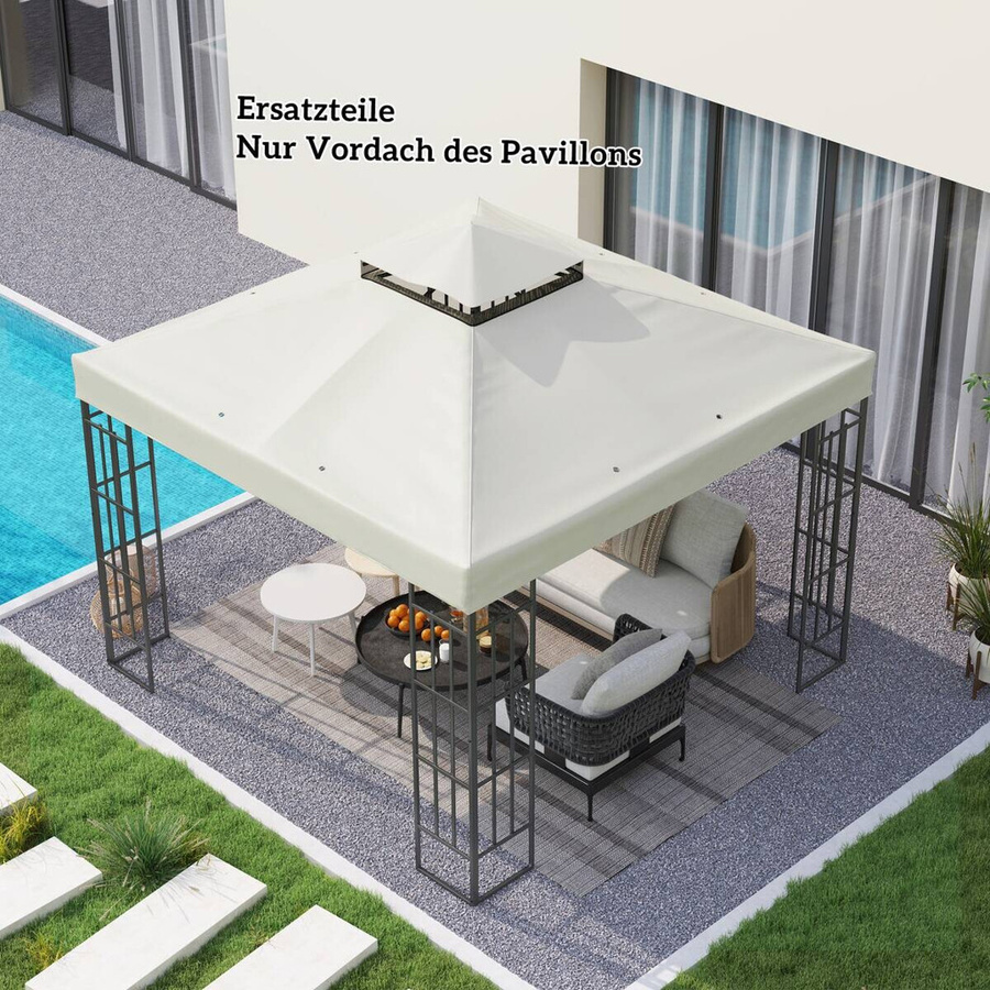 Outsunny Ersatzdach für Pavillon aus Polyester, wasserdicht und UPF 50+, Hellgrau, B/T: 300 x 300 cm - Bild 3