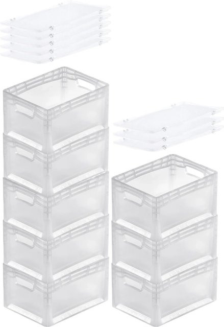 PROREGAL SuperSparSet 8x Transparente Eurobehälter LightLine Eurobox mit Offenem Griff und Scharnierdeckel, H x B x T: 22 x 30 x 40 cm, 24 Liter - Bild 1