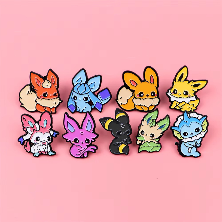 Potdemiel Anstecknadel-Set, 9-teilig, Anime-Pokémon, Eevee-Evolution, Emaille-Pins - Bild 4