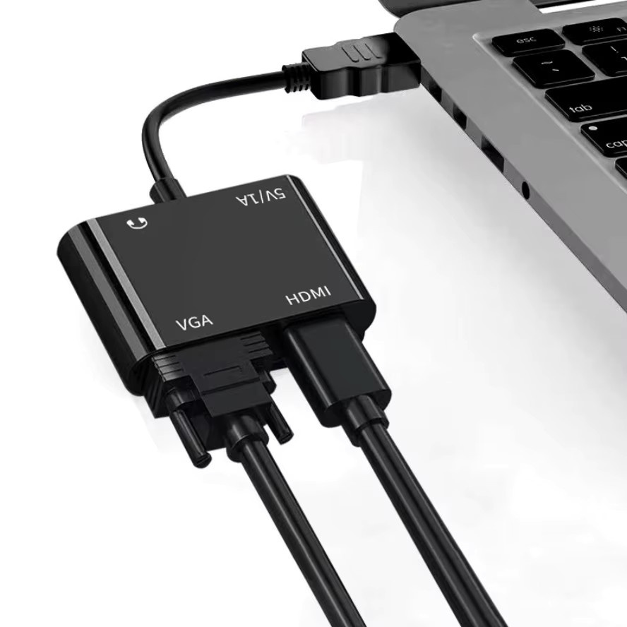 xiede 2-in-1 HDMI-zu-HDMI/VGA-Adapter mit Full HD 1080P und 3,5-mm-Audio-Konverter in Schwarz - Bild 5
