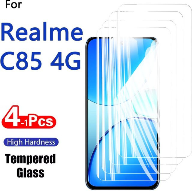 Set aus 1-4 HD-Displayschutzfolien aus gehärtetem Glas für Realme C85 4G, transparent, kratzfest und fingerabdruckkompatibel - Bild 1