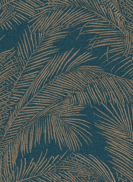 Arte International Wallpaper Maui Botanisches Floral Design in Prussian Blue Waschbare Vinyl Tapete für Wohnzimmer und Schlafzimmer - Bild 1