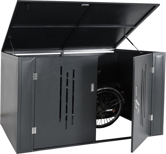 MCW 4er-Fahrradgarage K64 aus Metall in Anthrazit, abschließbare Fahrradbox mit Deckel, B/T/H: 121 x 202 x 150 cm - Bild 1
