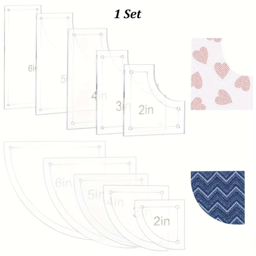 10-teiliges Quilt-Schablonen-Set aus Acryl in Transparent für DIY Kunst und Handwerk mit Größen 2, 3, 4, 5 und 6 Zoll - Bild 2