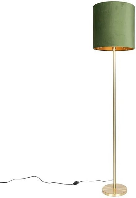 QAZQA Botanische Stehlampe Simplo in Messing mit grünem Samtschirm, dimmbar, Vintage Design - Bild 1