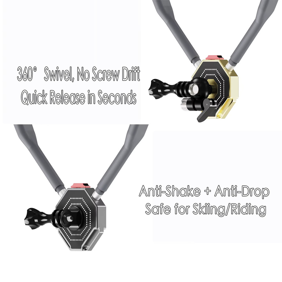 FEICHAO Quick Release Silikon Neck Mount Magnetische Kamera und Telefon Halterung in Schwarz für GoPro Hero 13, Insta 360 und DJI Osmo Action - Bild 1