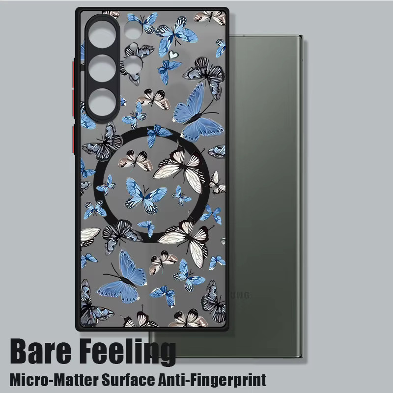 YISHANGOU Magnetische Handyhülle mit Blumen-Druck für Samsung Galaxy S25 S24 S23 S22 Ultra und A56 A36 A26 A16 A55 A15 in Schwarz und Mehrfarbig - Bild 2