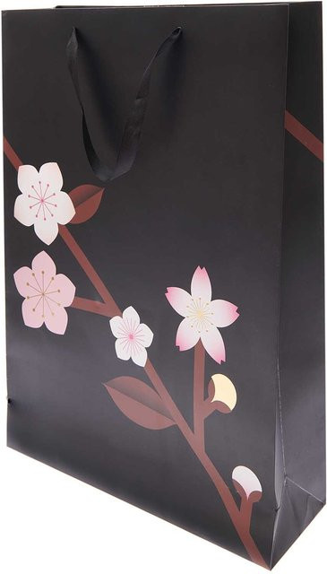 Rico Design Paper Poetry Geschenktüte Kirschblütenzweig schwarz B: 33 cm, H: 45 cm, T: 10 cm - Bild 1
