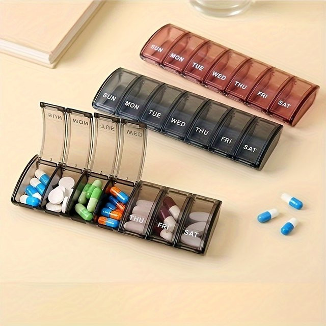 Untior Pillenorganizer, 7-Fächer, transparent, grau, Unisex - Bild 1