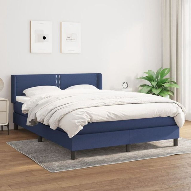 Vidaxl Boxspringbett mit Matratze in Blau aus Stoff und Massivholz B/T/H: 140 x 190 cm - Bild 1