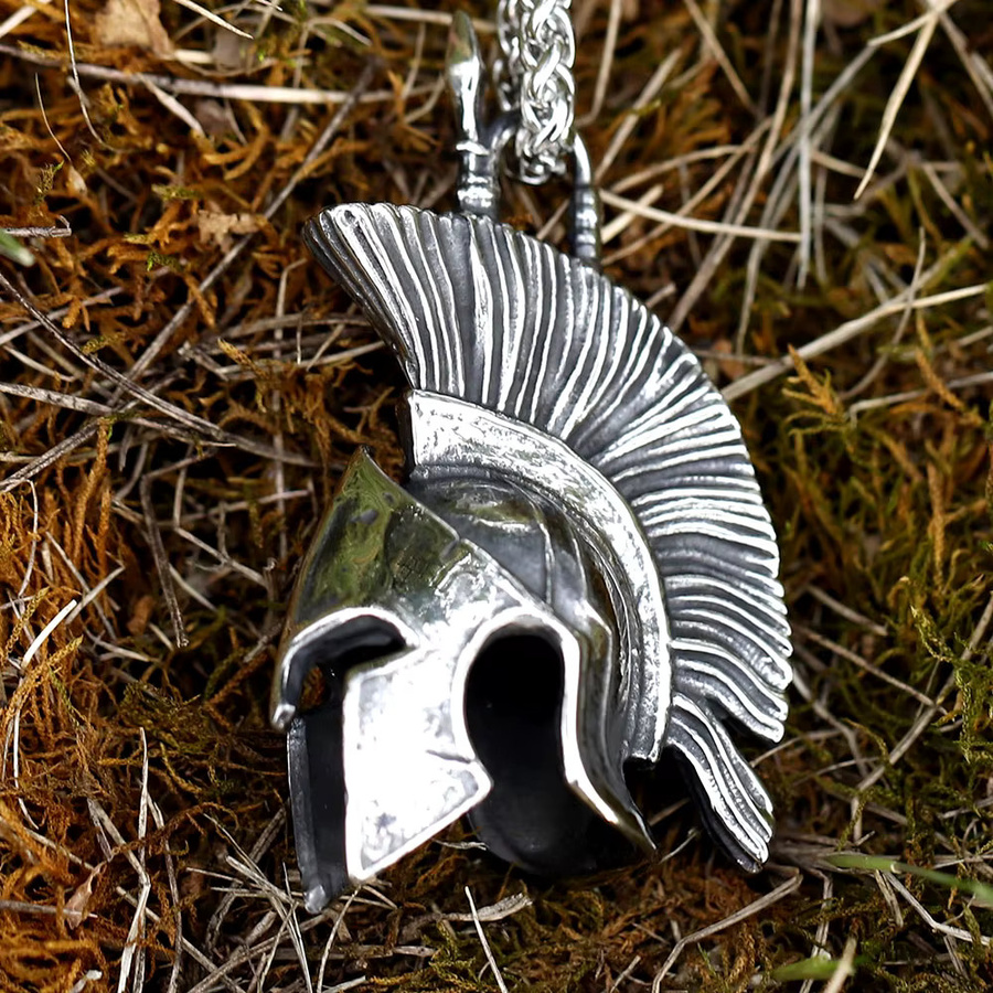 Herren-Halskette mit Vintage-Maskenanhänger, Edelstahl, Silber - Bild 2