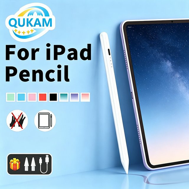 qukam Stylus Pen für Apple Pencil 2 Ersatz, White, mit Handballenerkennung für iPad Air 6 M2 11, iPad Pro 11 und 12.9, iPad Air 5 4, iPad Mini 6 und iPad 10. Gen - Bild 1