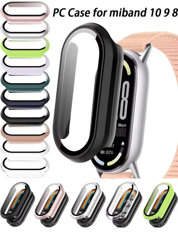 Schutzhülle für Xiaomi Band 10 9 8 mit gehärtetem Glas und PC-Gehäuse in Pink - Bild 6