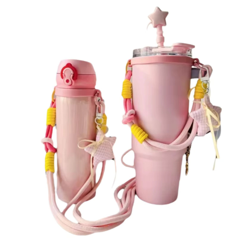 JONBT Gewebter Trageriemen für Wasserbecher in Pink, universelles Zubehör für Stanley Tumbler, passend für Becheröffnungen von 6 bis 10 cm - Bild 2