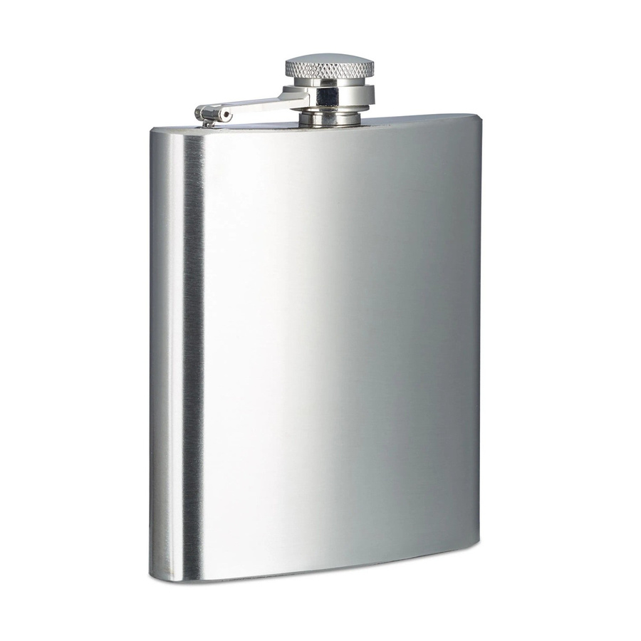 Relaxdays Flachmann aus Edelstahl in Silber mit Schraubverschluss, 200 ml, B: 12 cm, H: 9 cm, T: 2 cm - Bild 2