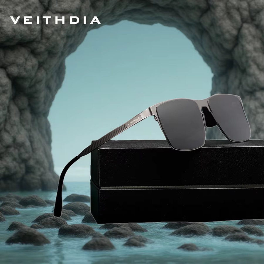 VEITHDIA V82FA26 Sonnenbrille, polarisiert, Vollrand, Metall, Unisex - Bild 4