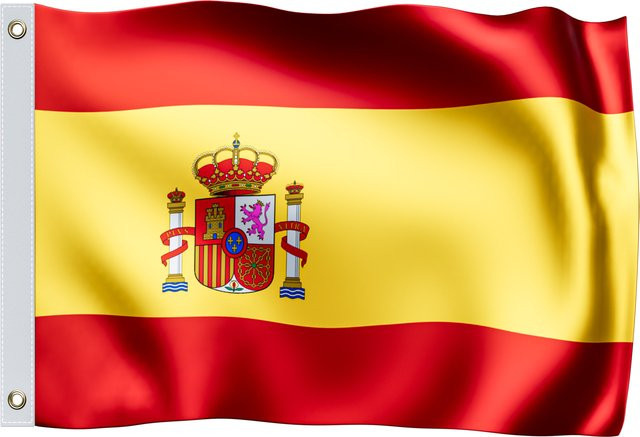 Spanien Flagge aus Polyester von MONZANA in Rot und Gelb mit Metallösen, B: 150 cm, H: 90 cm - Bild 1