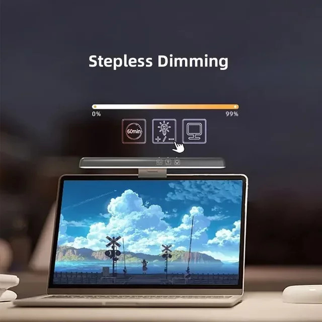 Feimefeiyou LED Monitor Lampe mit Clip-Halterung, stufenlos dimmbar und USB-Anschluss für Augenschutz beim Lesen und Arbeiten - Bild 1