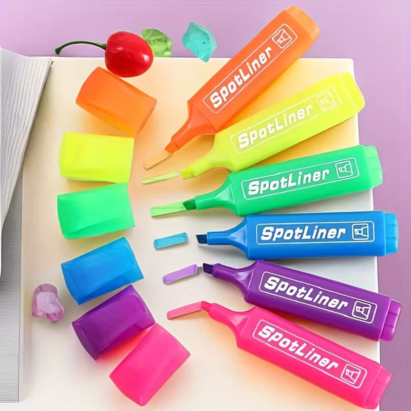 6-teiliges Textmarker-Set in Multicolour mit Keilspitze und schnell trocknender Tinte auf Wasserbasis für Schule und Journaling - Bild 3