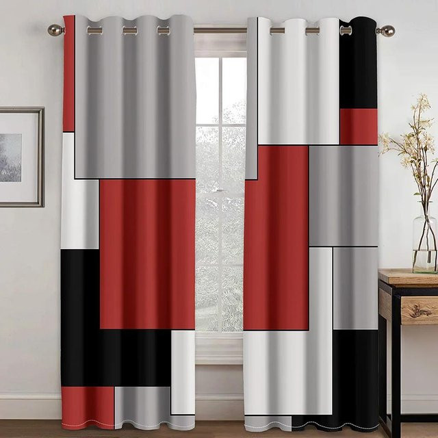 Yiran Furniture Verdunkelungsvorhang mit abstraktem Graffiti-Design in Multicolour, Breite: 70 cm, Höhe: 185 cm - Bild 1