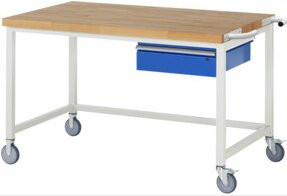 Rau Fahrbare Werkbank 8001 mit 1 Schublade, Grau-Weiß, B/T/H: 150 x 90 x 88 cm - Bild 1