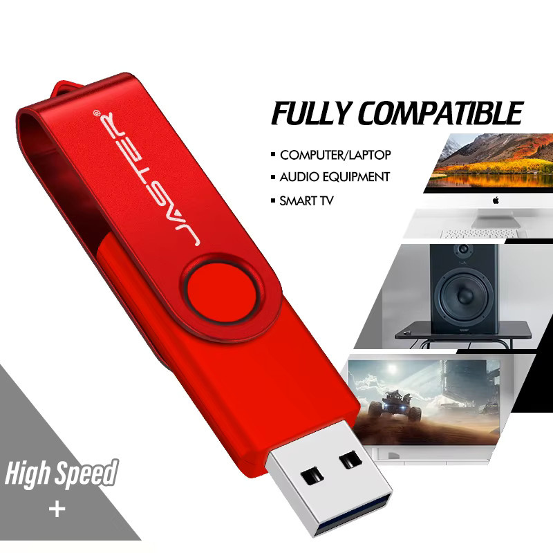 JASTER USB 3.0 Flash-Laufwerk 64GB Drehbarer USB-Stick als Schlüsselanhänger in Schwarz, Blau, Rot und Lila - Bild 3