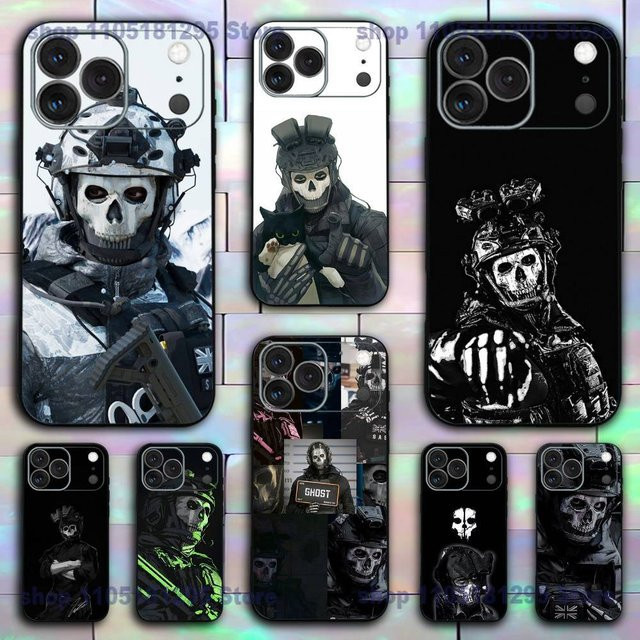 Stoßfeste Silikon-Handyhülle COD Call Of Duty G-Ghost für iPhone 11 bis iPhone 17 in Schwarz - Bild 1