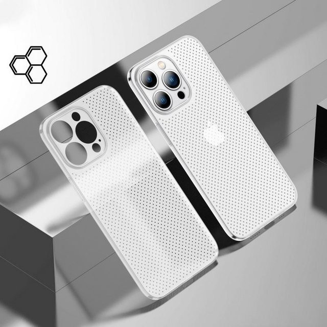 Stoßfeste iPhone Hülle mit Linsenschutz und Wärmeableitung für iPhone 16 Pro Max 15 Pro 14 13 12 in Weiß - Bild 1