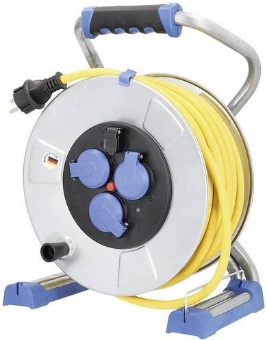 AS Schwabe Kabeltrommel Gelb mit 33 m Kabellänge und Schutzkontakt-Stecker IP44 - Bild 1