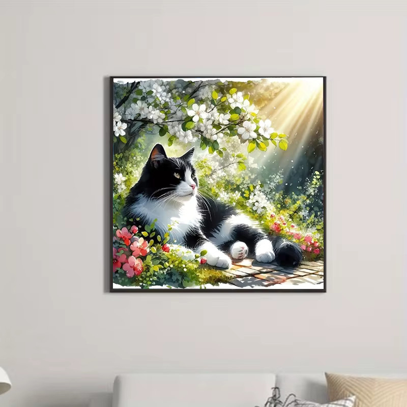 Huacan 5D Diamantmalerei Katze Mosaik Bastelset in Multicolour, Rund, B: 20 cm, H: 20 cm - Bild 2