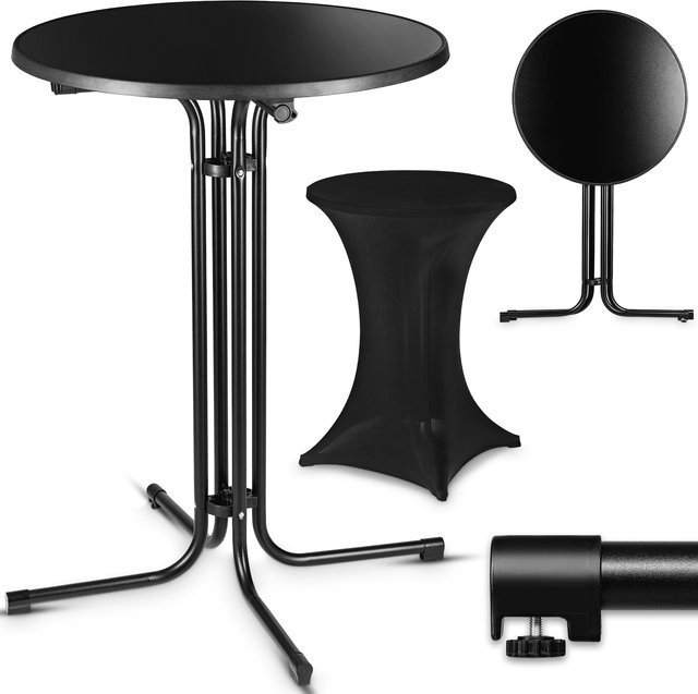 VESKA Stehtisch mit Husse, modern, schwarz, Durchmesser: 80 cm - Bild 1