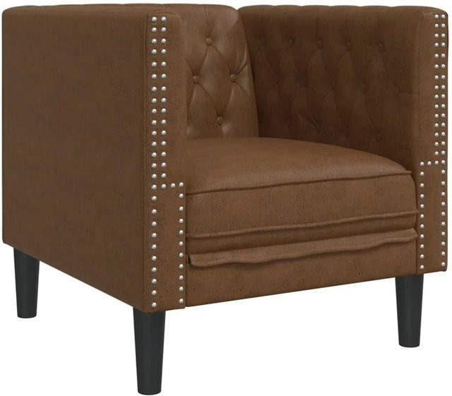 vidaXL Chesterfield-Sessel in Braun mit Wildleder-Optik aus Kunstleder und Mikrofaser - Bild 1