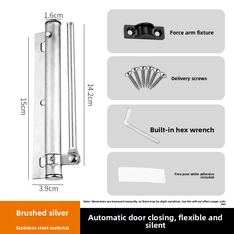 Verstellbarer Türschließer aus Aluminiumlegierung in Silber mit automatischer Feder und sanftem Schließmechanismus - Bild 4