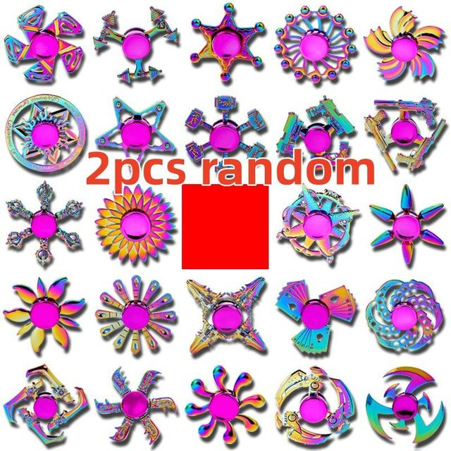 Fashnics Fidget Spinner, 2-teiliges Set, Metall, Regenbogen Farbverlauf, R188 Stummlager, EDC Handkreisel - Bild 1