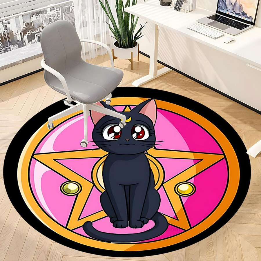 Runder Teppich mit Sailor Moon Katzen-Motiv von YangJOJO, Mehrfarbig, Durchmesser: 80 cm - Bild 5