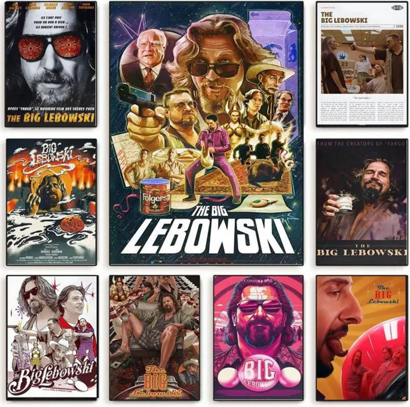 Selbstklebendes Wandposter The Big Lebowski Klassische Filmkunst als mehrfarbige Wanddekoration im Hochformat - Bild 1